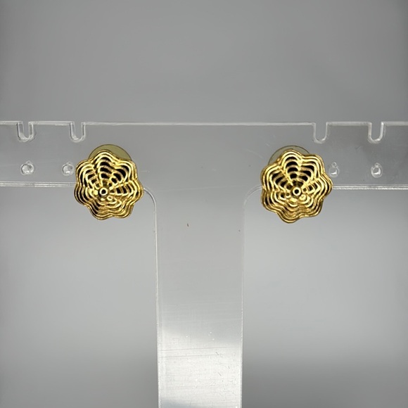Jewelry - Gold Filigree Stud Earrings with Vintage Charm